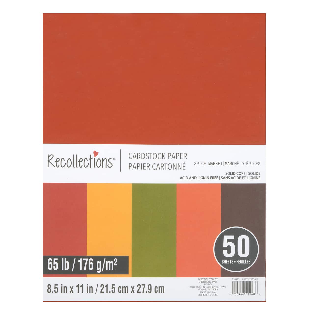 8.5" x 11" 65lb. Cardstock Paper Pack by Recollections™, 50 Sheets